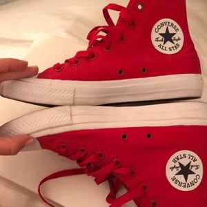 Cherry Red Converse High tops/ Women’s 8